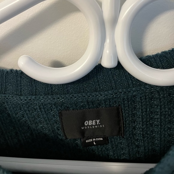 Obey Roebling Sweater in Forest Green/ Dark Teal - Picture 3 of 4
